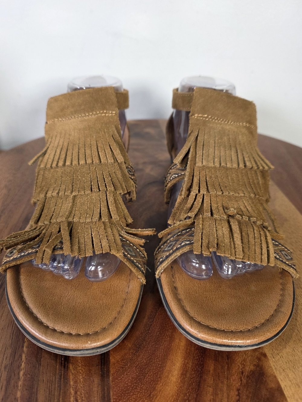 Minnetonka Maui Passport Fringe Suede Sandals - Brown Tribal Boho Size 9 - Picture 4 of 13